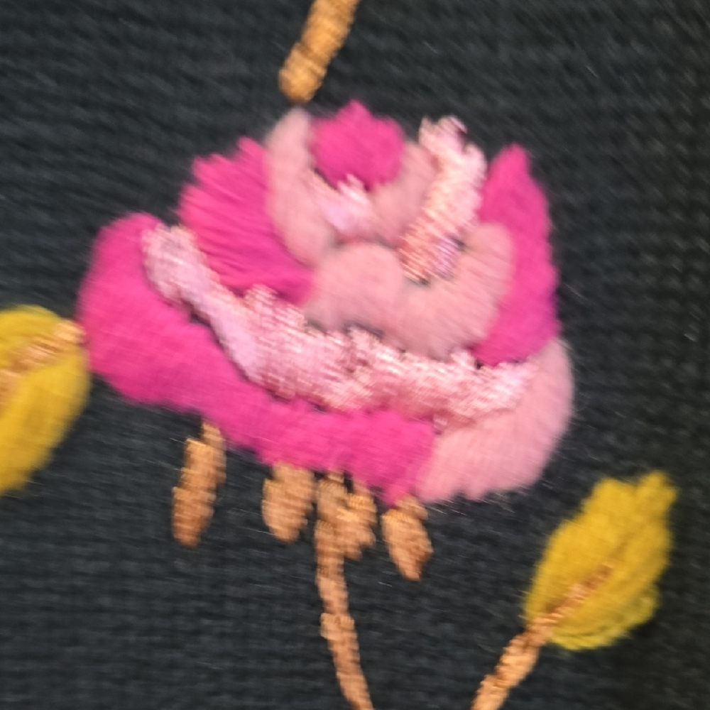 Storybook Knits Black Cardigan with Pink Embroidery and Leopard Trim - Picture 6 of 9